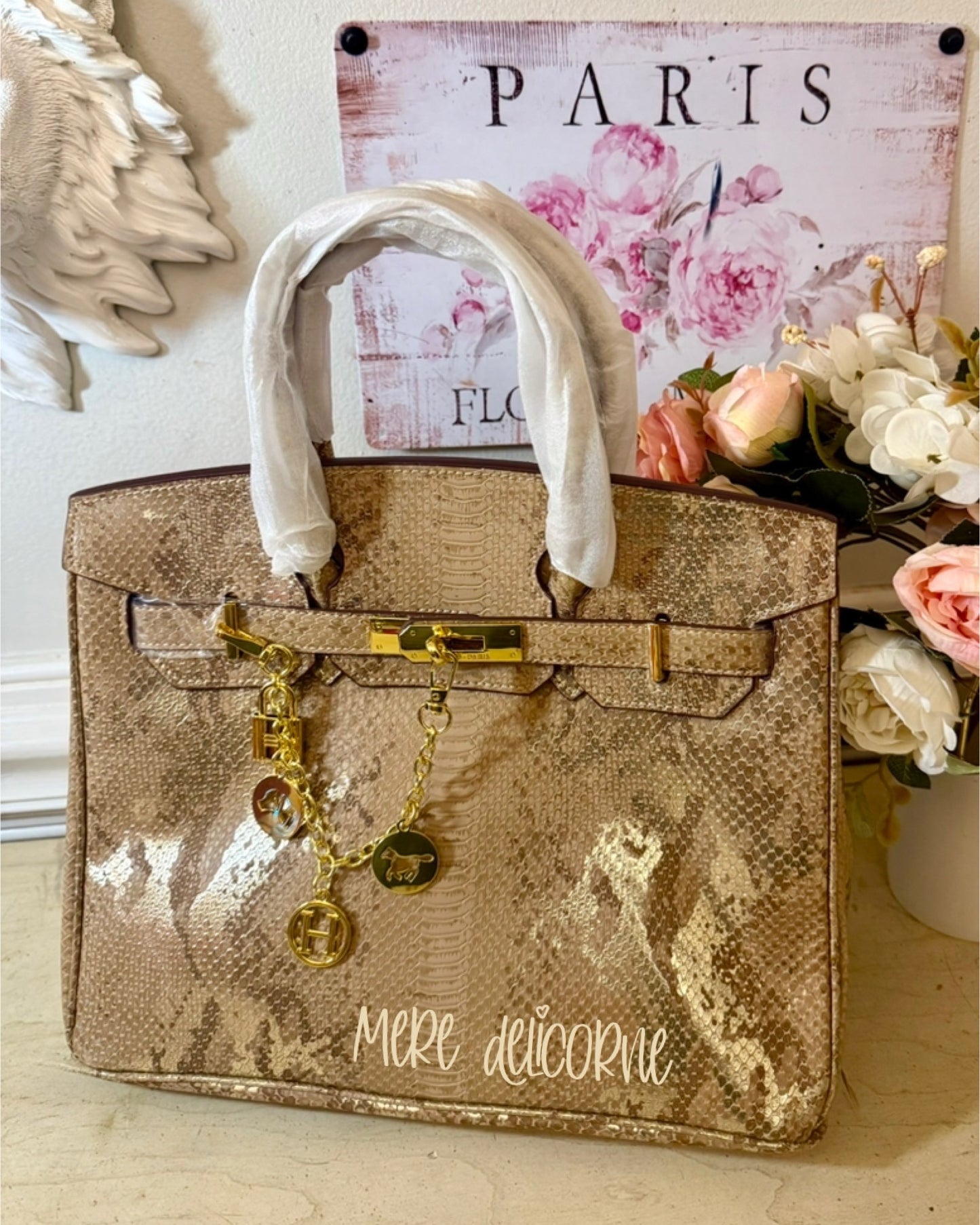 Gold Python Satchel