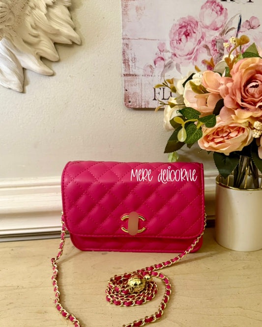 Pink Quilted Crossbody