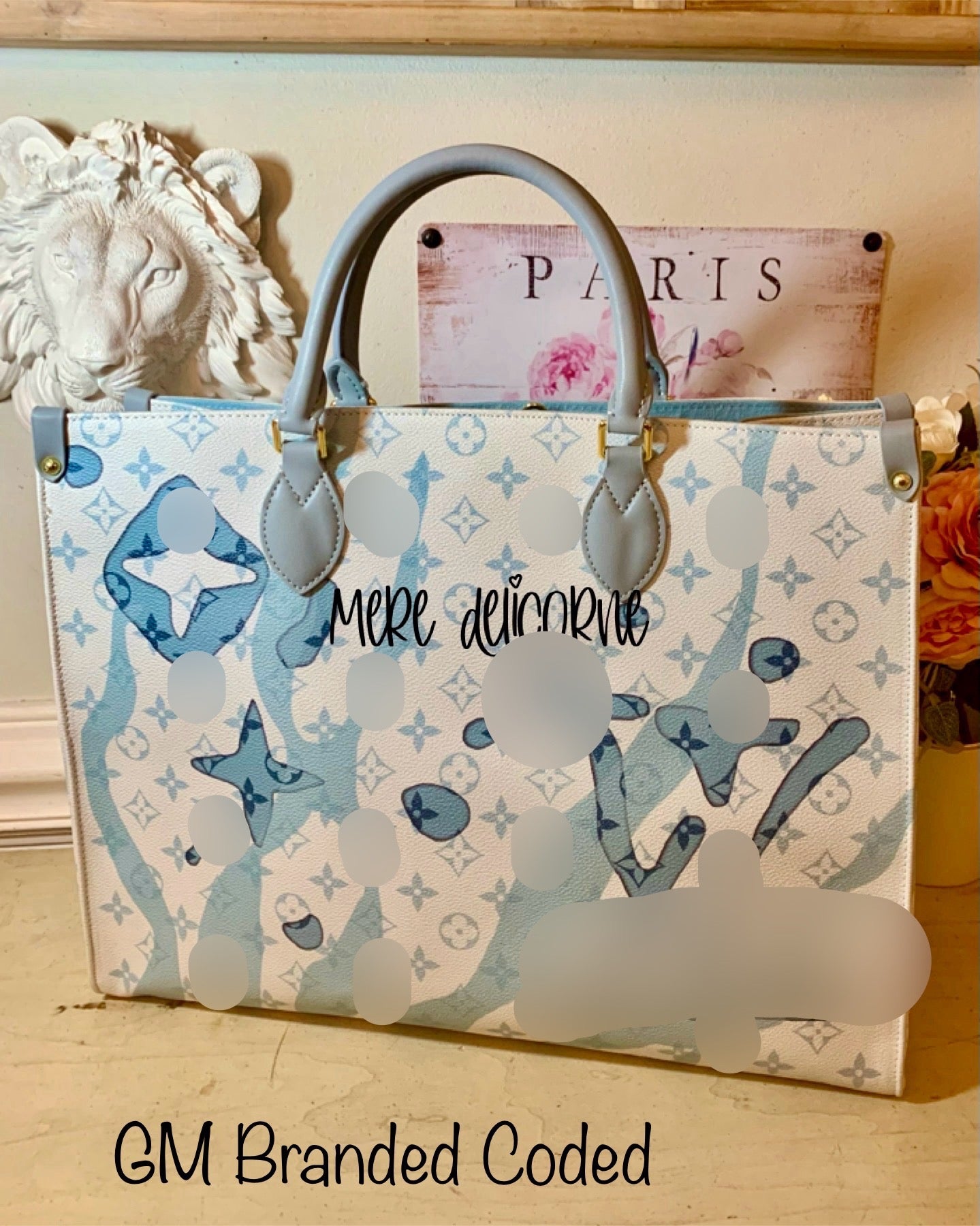 Blue and White Tote