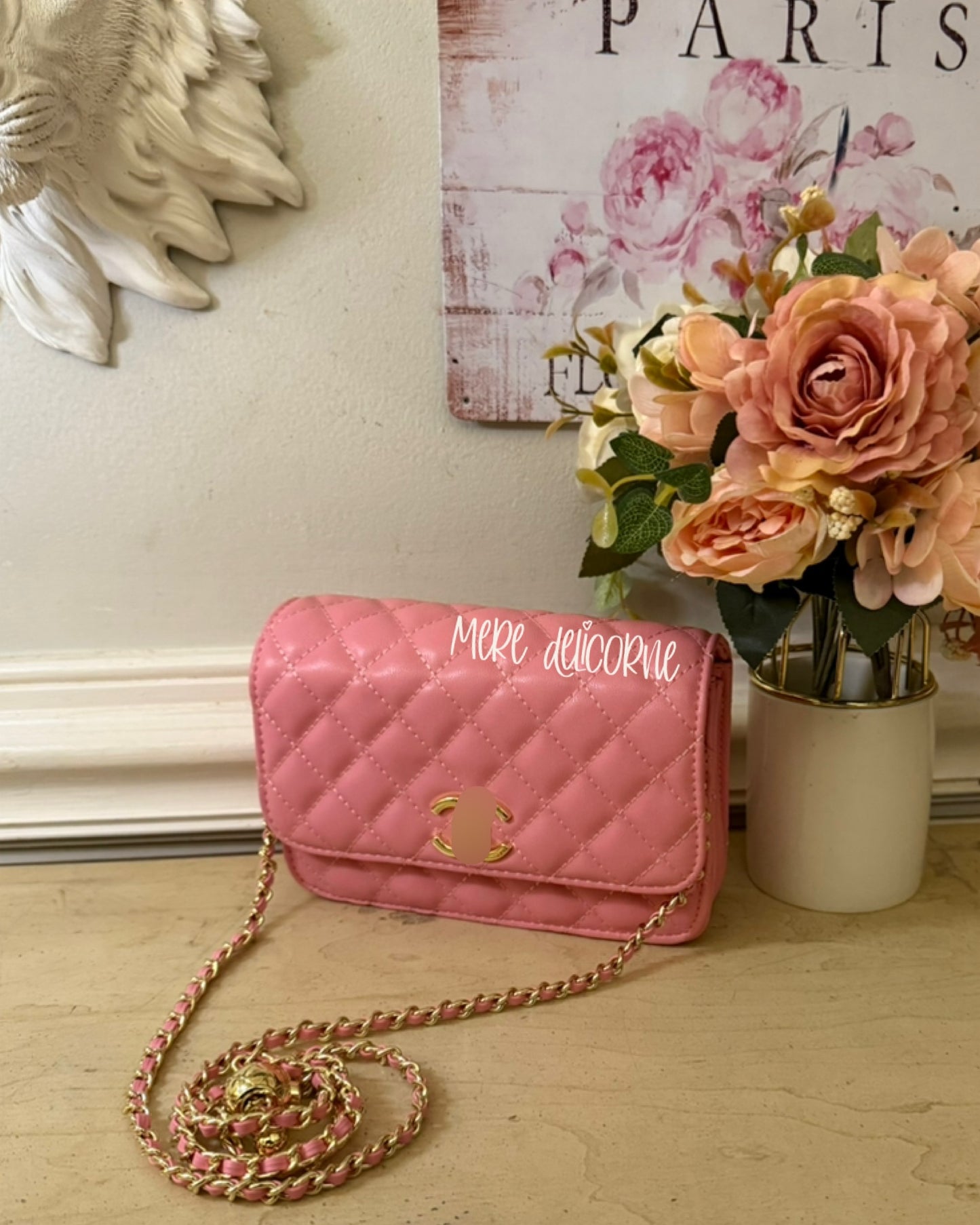 Pink Quilted Crossbody