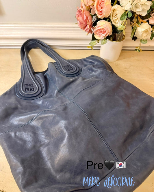 Blue Leather Tote