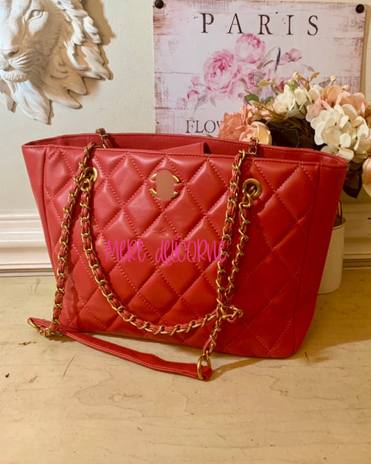 Hot Pink Leather Tote